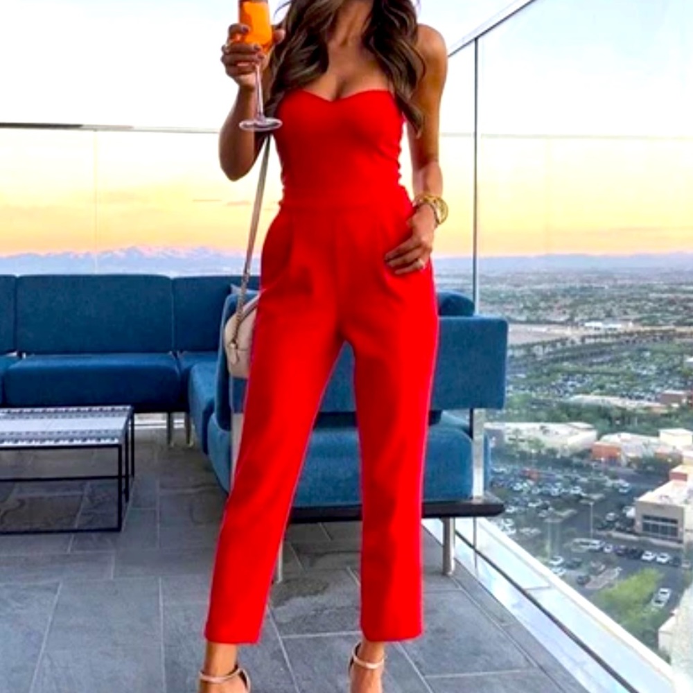 Red express strapless jumpsuit worn only once!
